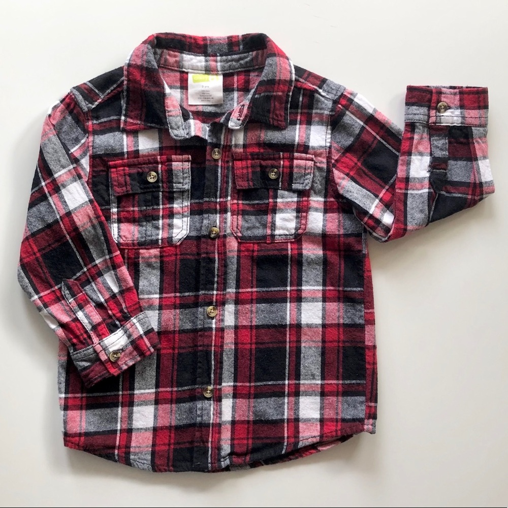 Crazy 8 Boys Flannel Shirt Size 3 Years Old